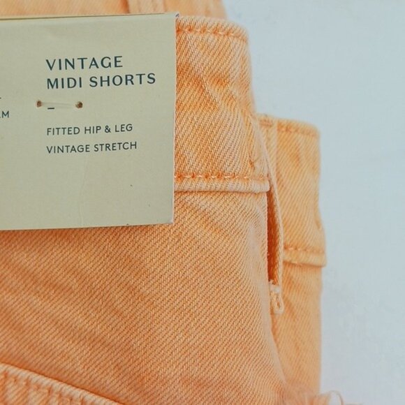 Universal Thread Denim Shorts Womens Orange Vintage Midi Cut Off Stretch - Picture 6 of 10